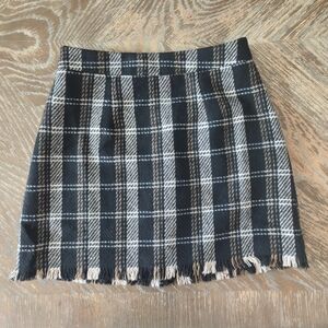 Sage The Label Plaid Mini Skirt XS – Fringe Hem Academia Aesthetic Mini